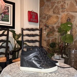 Women’s Black High-Top Wedge Sneakers